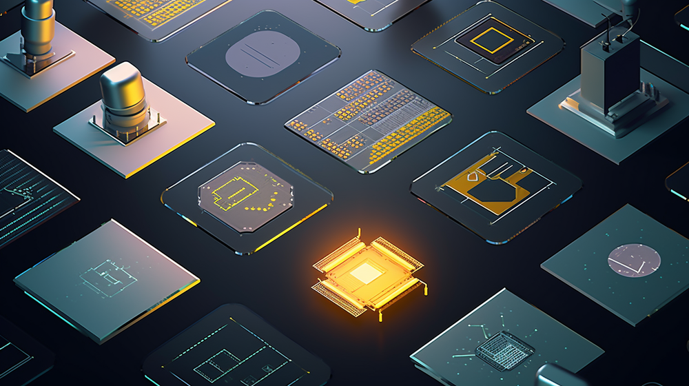 融合科技與藝術 半導體芯片生產制造工廠的插畫設計元素與電子元器件批發(fā)